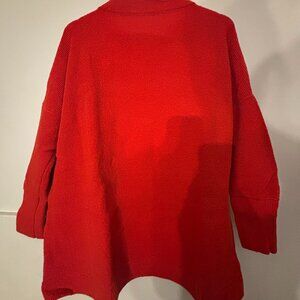 Free People Red Slouchy Knit Sweater Women M Cozy Boho Coastal Cowgirl